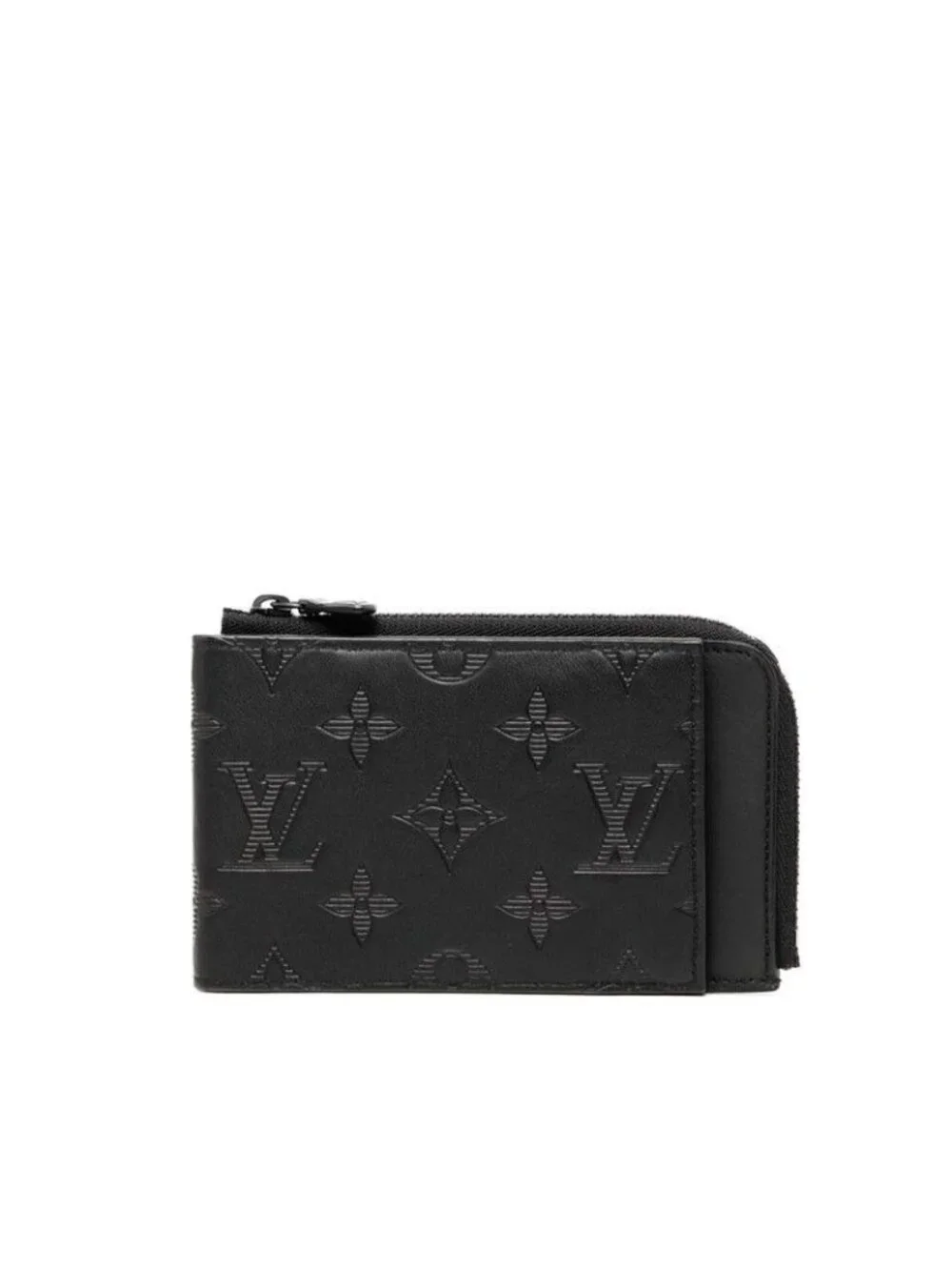 Louis Vuitton Monogram Shadow Hybrid Wallet Bifold Compact Noir Black Leather